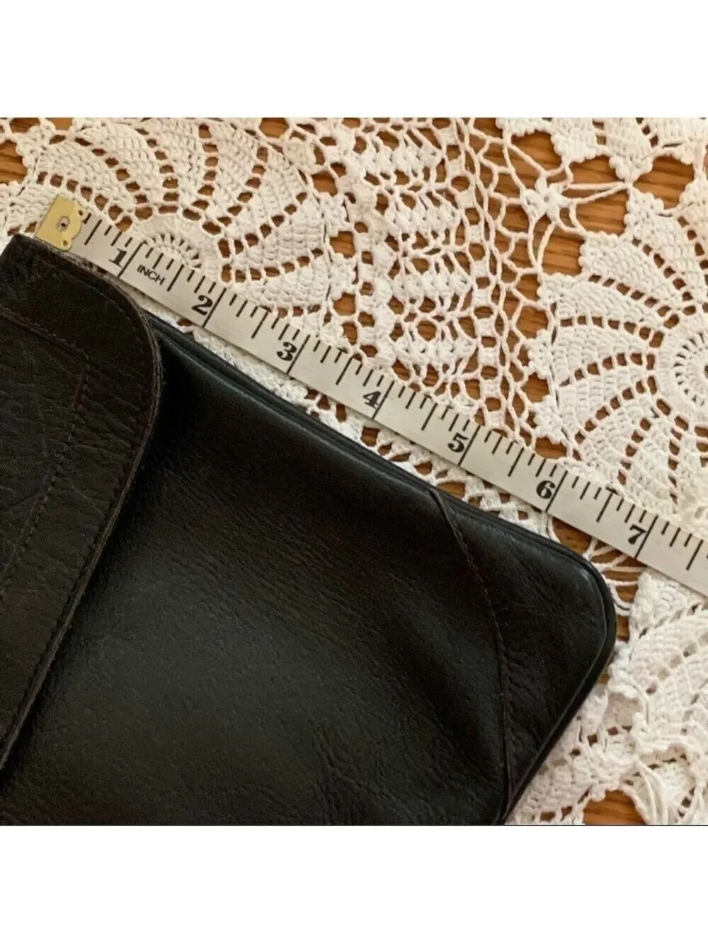 VINTAGE Genuine Leather envelope style clutch evening casual minimalist
